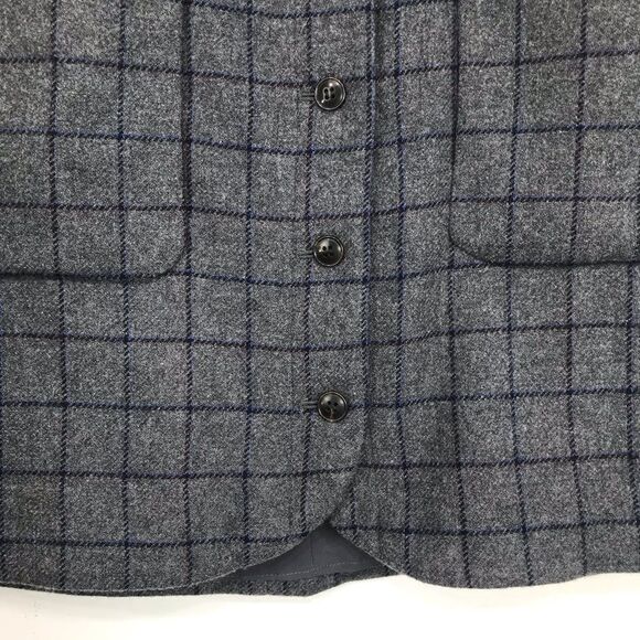 Madewell Gray Wool Navy Blue Windowpane Grid Patch Pocket Button Mini Skirt - Picture 6 of 16